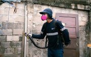 La Dirección municipal de Salud e Higiene realiza la fumigación, dentro y fuera de las casas, contra el dengue en diversos sectores de Guayaquil.