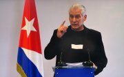 El mandatario de Cuba, Miguel Díaz-Canel, hablando este jueves, en La Habana (Cuba).