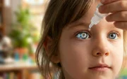 Referencial. Un niño aplica gotas oculares en el marco de estudios sobre nuevos tratamientos contra el cáncer infantil.