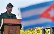 El presidente de Cuba, Miguel Díaz-Canel, en un acto por la conmemoración este jueves, en La Habana (Cuba).