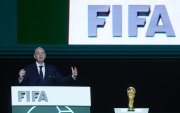 El presidente de la FIFA, Gianni Infantino, durante el congreso # 76 del organismo en Vancouver, Canada.