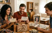 Familia reunida en el Día de la Madre recordando a una madre fallecida.