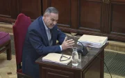 Captura de la señal del Tribunal Supremo en la que aparece el exministro José Luis Ábalos durante su declaración, este lunes.