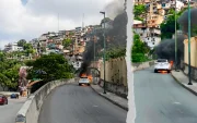 El auto en llamas complicó la circulación vehicular en la zona.