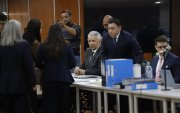 El expresidente Lenín Moreno se encuentra la mañana de este 11 de mayo de 2026 en el auditorio de la Corte Nacional de Justicia.