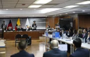 Lenín Moreno asistió este 11 de mayo de 2026 al inicio del juicio del caso Sinohydro en la Corte Nacional de Justicia, en Quito.
