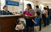 Referencial. Ciudadanos realizan el cobro del Bono de Desarrollo Humano en un punto autorizado del MIES.