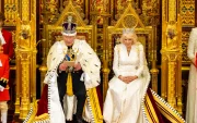 El rey Carlos III de Gran Bretaña leyendo el Discurso del Rey en nombre del Gobierno del Reino Unido en Londres, Gran Bretaña, 13 de mayo de 2026.