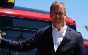 El exministro chileno de Transportes, Juan Carlos Muñoz, durante la inauguración del sistema de buses en Copiapó, el primero 100 % eléctrico de toda Sudamérica.