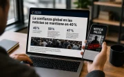 Una foto creada con IA sobre la desconfiaza en las noticias y comoen las redes sociales circula mucha noticia falsa.