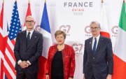 La directora gerente del Fondo Monetario Internacional (FMI), Kristalina Georgieva (Centro).
