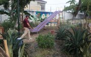 Una vecina puso plantas frutales en un espacio del parque de la manzana 16, en la etapa 11 de la Alborada, aunque eso generó roces con vecinos y una inspección municipal.