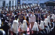 El presidente, Daniel Noboa, ingresando a la Asamblea Nacional para dar el informe a Ecuador sobre su gestión.