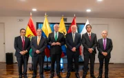 El secretario general de la Comunidad Andina, Gonzalo Gutiérrez Reinel, intervino durante la ceremonia por los 57 años de la firma del Acuerdo de Cartagena, en Lima.