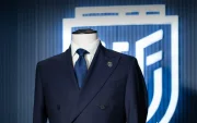 Un primer plano de un maniquí luciendo el traje oficial de la selección ecuatoriana de fútbol
