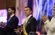 Daniel Noboa en un acto oficial previo a los recientes ajustes en su gabinete ministerial.