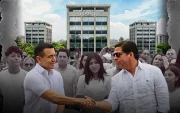 Imagen del superintendente de Compañías, Luis Cabezas-Klaere, y el presidente Daniel Noboa, quienes participaron de un evento institucional, meses atrás, usada para elaborar collage.