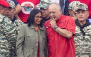 La presidenta encargada de Venezuela, Delcy Rodríguez (c.i.), y el ministro de Interior, Justicia y Paz, Diosdado Cabello (c.d.), en Caracas (Venezuela).