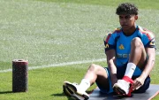 Lamine Yamal, el pasado sábado en un entrenamiento con España.