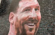 Mural de Lionel Messi en Buenos Aires: el campeón juega su sexto Mundial.