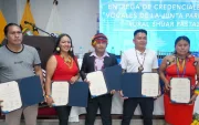 Representantes del CNE entregaron las credenciales a los vocales principales y suplentes electos de la Junta Parroquial Rural Shuar Pastaza, en un acto realizado en la provincia amazónica.