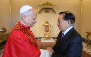 El Papa León XIV reunido con el presidente de Perú, José María Balcázar Zelada, en la Ciudad del Vaticano, 18 de junio de 2026.
