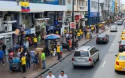 Multitud y banderas nacionales marcan el ambiente festivo en las calles de Guayaquil antes del debut de Ecuador en el Mundial.