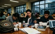 Imagen simbólica de estudiantes universitarios agobiados por exámenes, por lo que según el estudio de la Universidad Central, consumen estimulantes.