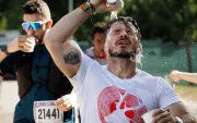 Altas temperaturas en la celebración de La Media San Fermín 2026 celebrada  en la Plaza del Castillo de Pamplona en España.