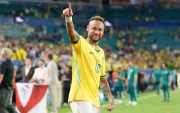 Neymar Jr., de Brasil, reacciona al final de un partido del grupo C del Mundial de la FIFA 2026 entre Escocia y Brasil, en el estadio Hard Rock en Miami.