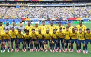 Jugadores de la Selección de Ecuador tras el triunfo contra Alemania.