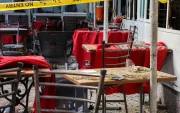 Cinta policial en el lugar de la explosión en una cafetería en el centro de Damasco, Siria, el 2 de julio de 2026.