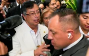 El presidente de Colombia, Gustavo Petro, sale tras una ceremonia conmemorativa del bicentenario del Congreso Anfictiónico de Panamá, el 22 de junio de 2026.