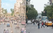 El bulevar 9 de Octubre, casi 50 años de diferencia.