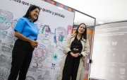 La ministra Gilda Alcívar García junto a la exviceministra de Cultura y Patrimonio, Romina Muñoz.
