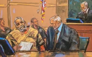 Representación gráfica de Ismael 'El Mayo' Zambada durante una audiencia en Estados Unidos.