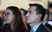 Daniel Noboa en un acto oficial anterior, en medio de su agenda pública.