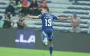 Juan Pablo Ruiz celebró el primer gol para Emelec ante Mushuc Runa.