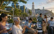 Así imaginamos a los guayaquileños dentro de 53 años: informándose mediante gafas inteligentes, pulseras holográficas, pantallas flexibles y robots, en una ciudad más segura, verde y conectada.