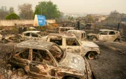 Varios coches calcinados en la localidad de Casavieja (Ávila), este lunes 27 de julio de 2026.