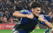 Guerrico anotó el 1-1 para Emelec en el duelo ante Deportivo Cuenca.