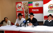 Los dirigentes de la Fenocin y Unorcac se pronunciaron en una rueda de prensa este 19 de agosto de 2026.