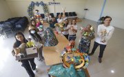 Talento. Participantes del proyecto realizaron estas obras inspiradas en el Ilaló, personajes de Tumbaco  y animales emblemáticos de la parroquia.