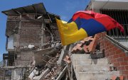 Ruinas de una floristería colapsada, afectada por el sismo de 7.4 de magnitud que azotó a Colombia el pasado 10 de agosto, en Cali (Colombia).