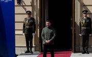 El presidente de Ucrania, Volodímir Zelenski, aguarda la llegada de los invitados internacionales a la cumbre del grupo Nórdico-Báltico (NB8) en Kiev, este domingo 23 de agosto.