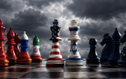 Una representación simbólica de las tensiones geopolíticas entre Estados Unidos e Israel y sus principales adversarios en el escenario internacional.