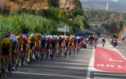 El pelotón durante la quinta etapa de La Vuelta a España, este miércoles, que se disputa entre Falset y Roquetes (Tarragona)