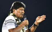 El expresidente de Bolivia Evo Morales habla en un evento el 26 de agosto de 2026, en Ivirgarzama (Bolivia).