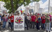 Integrantes del Frente Popular Antiimperialista participan en una manifestación este sábado en Caracas.
