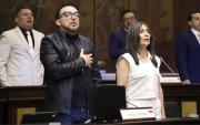 La jefa de bancada, Patricia Núñez, presentó la queja contra los asambleístas del correísmo.